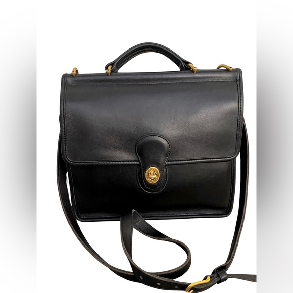 Coach Handbags - Vintage Black Leather Coach 9927 Willis Purse Satchel CrossbodyTote Bag